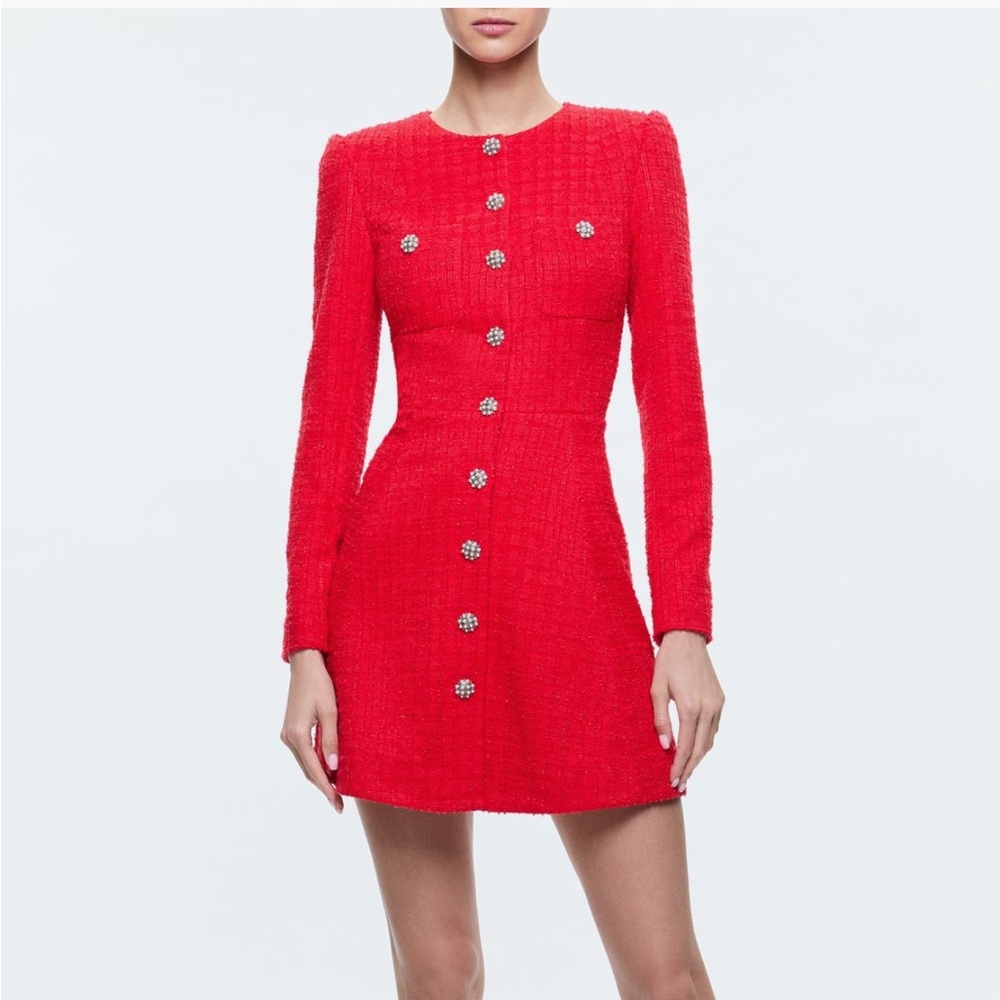 Alice+ Olivia  Shiloh Long sleeve Tweed Minidress NWT size 6